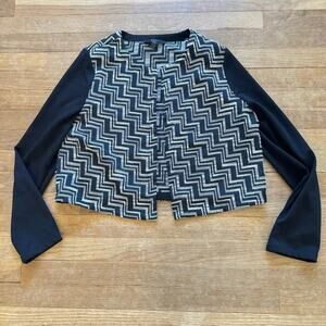 BCNU open front black white short dressy jacket size XL b26